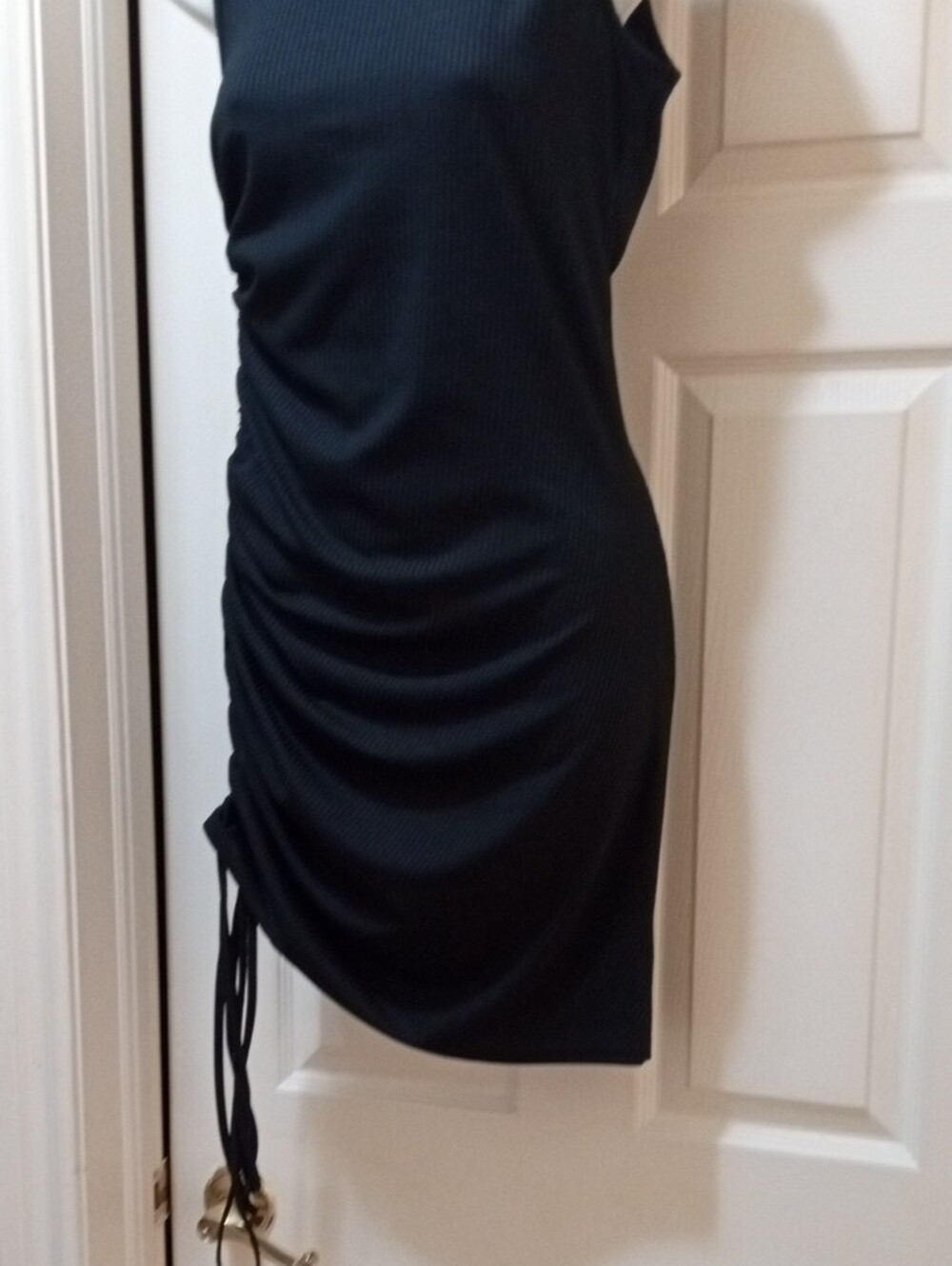 Black Ruched Side Tank Mini Dress - Picture 2 of 8